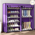 9 Tier Shoe Rack,Double Rows 9 Lattices Large Free Standing Shoe Racks,Shoe Storage Organizer Cabinet with Nonwoven Fabric Dustproof Cover,Space Saving Portable Closet Shoe Cabinet Tower (Brown) Furniture > Cabinets & Storage > Armoires & Wardrobes samanoya Purple  