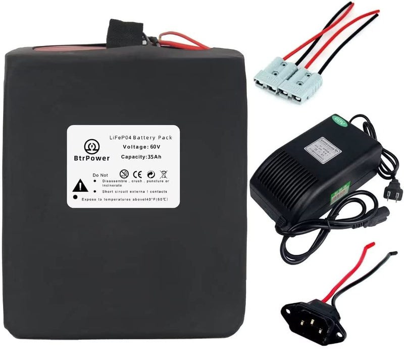 Btrpower Ebike Battery 48V 10AH 18AH 20AH 30AH 50AH Lithium Ion / Lifepo4 Battery Pack with 5A Charger,50A BMS for 300W-3000W Motor Sporting Goods > Outdoor Recreation > Cycling > Bicycles BtrPower 60V 35AH  