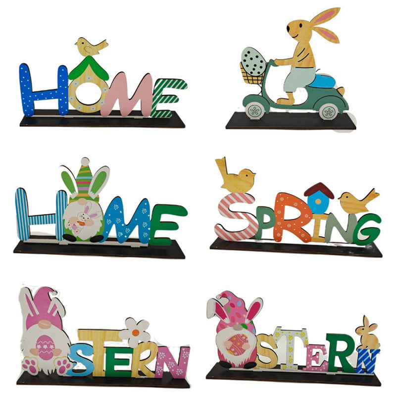 Easter Table Decorations Wooden Centerpiece Signs for Dining Room Table Easter Bunny for Spring Holiday Easter Party Décor Ornament Indoor Yard Lawn Party Supplies Home & Garden > Decor > Seasonal & Holiday Decorations Wisremt   