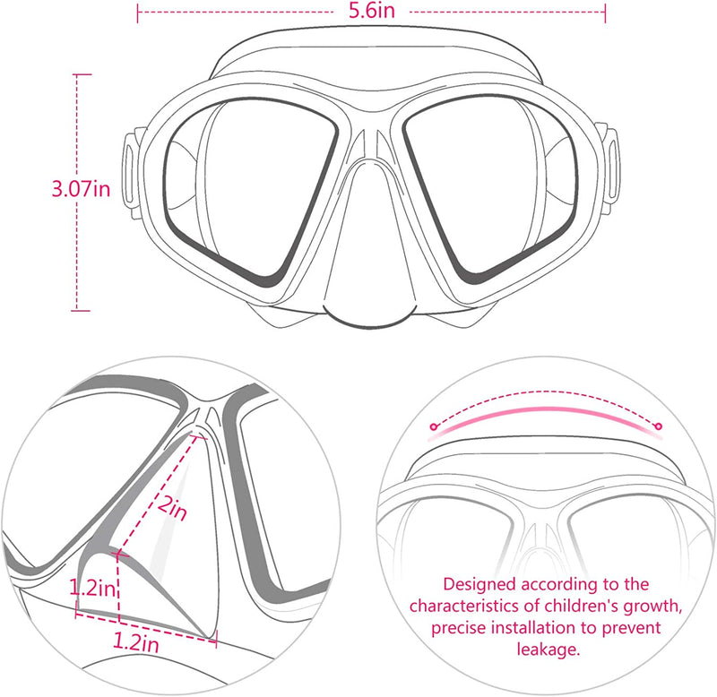 Supertrip Kids Swim Goggles, 2 Pack Swim Mask with Nose Cover, Tempered Glass Snorkel Diving Mask for Youth Kids Age 6-14 Sporting Goods > Outdoor Recreation > Boating & Water Sports > Swimming > Swim Goggles & Masks Supertrip   