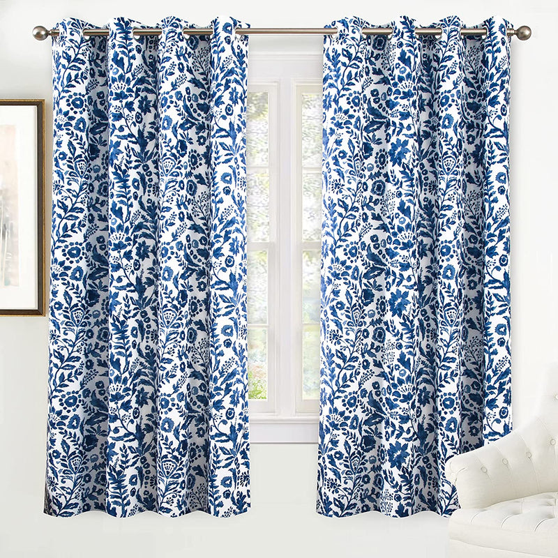 Driftaway Julia Watercolor Blackout Room Darkening Grommet Lined Thermal Insulated Energy Saving Window Curtains 2 Layers 2 Panels Each Size 52 Inch by 84 Inch Blush Home & Garden > Decor > Window Treatments > Curtains & Drapes DriftAway Navy 52'' x 72'' 