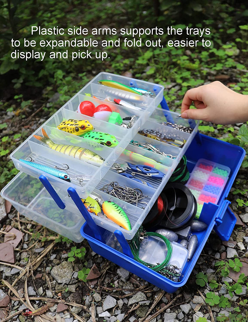 Avlcoaky Tackle Box Art Supply Box 2-Tray Fishing Tackle Box Organizer Large Plastic Storage Box with Handle Sporting Goods > Outdoor Recreation > Fishing > Fishing Tackle Avlcoaky   