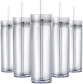 Maars Drinkware Double Wall Insulated Skinny Acrylic Tumblers with Straw and Lid, 16 Oz. (4 Pack, Clear) Home & Garden > Kitchen & Dining > Tableware > Drinkware Maars Drinkware Clear 12 Count (Pack of 1) 