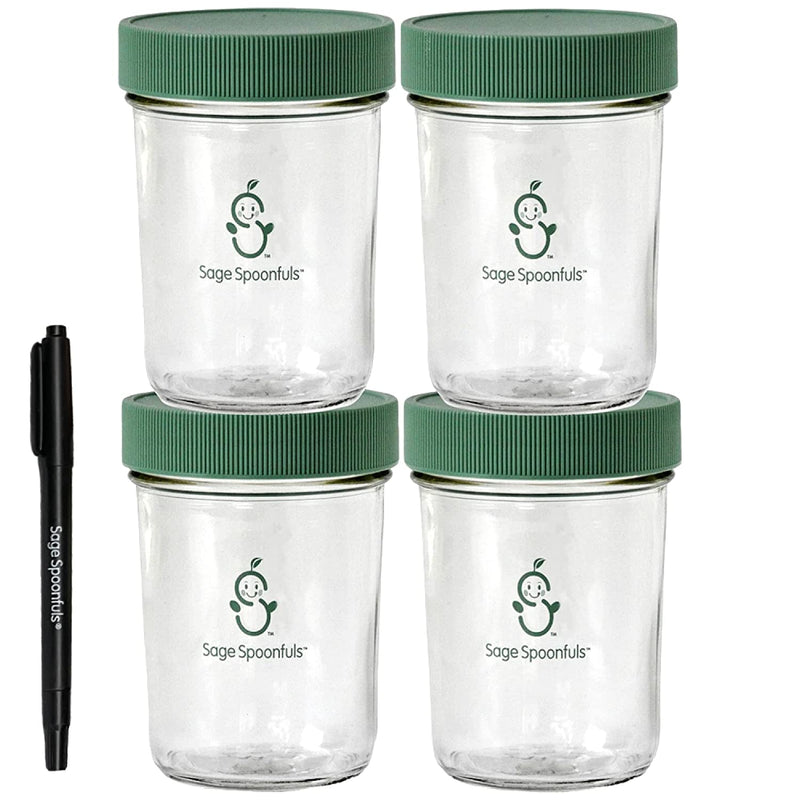 Sage Spoonfuls Glass Baby Food Storage Jars - 4-Pack of 8 Ounce Reusable Glass Food Storage Containers with Lids - Leakproof & Airtight - Dishwasher Safe - Microwave & Freezer Friendly - Bpa-Free Home & Garden > Decor > Decorative Jars Sage Spoonfuls 4-Pack 8 Ounce Glass Jars  