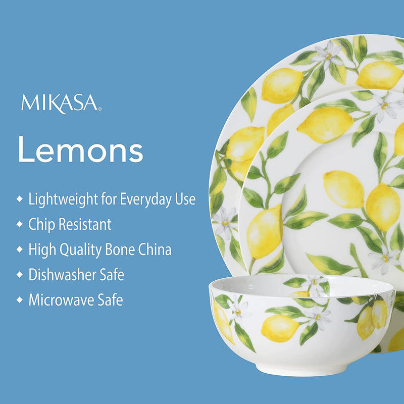 Mikasa Lemons 16-Piece Dinnerware Set, Service for 4, Multicolor Home & Garden > Kitchen & Dining > Tableware > Dinnerware Mikasa   