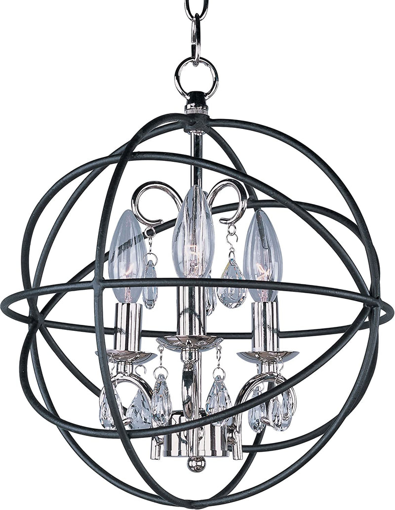 Maxim 25142OI Orbit Metal Frame with Crystal Spherical Pendant Ceiling Lighting, 4-Light 240 Total Watts, 22"H X 19"W, Oil-Rubbed Bronze Home & Garden > Lighting > Lighting Fixtures > Chandeliers Maxim Anthracite and Polished Nickel 3-Light 