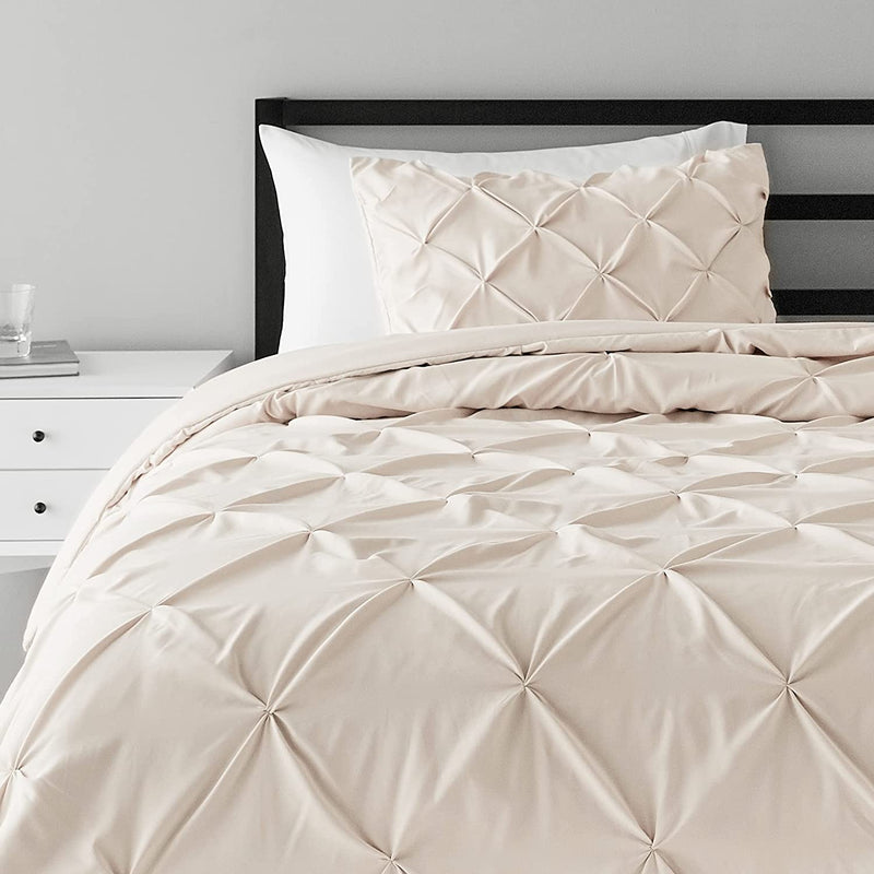 Pinch Pleat All-Season Down-Alternative Comforter Bedding Set - Twin / Twin XL, Burgundy Home & Garden > Linens & Bedding > Bedding KOL DEALS Beige Bedding Set Twin/TwinXL