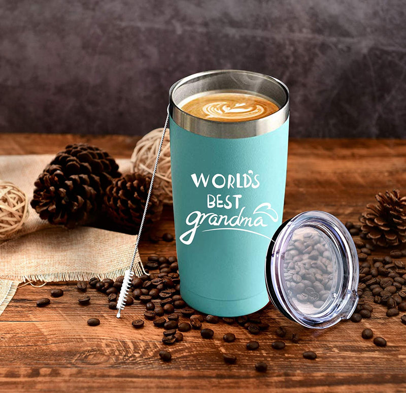 JERIO World'S Best Grandma, Gifts for Grandma,Mothers Day Gifts for Grandma,Birthday,Grandparents Day,Christmas Gifts for Grandma,20 Ounce Stainless Steel Tumbler with Lid Home & Garden > Kitchen & Dining > Tableware > Drinkware JERIO   