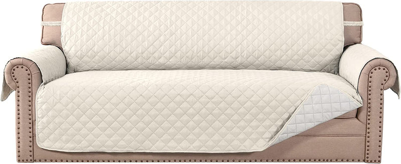 Meillemaison Sofa Slipcovers Reversible Quilted Chair Cover Water Resistant Furniture Protector with Elastic Straps for Pets/ Kids/ Dog(Chair, Black/Grey) (MMCLKSFD01C6) Home & Garden > Decor > Chair & Sofa Cushions MeilleMaison Ivory/Beige Oversized Sofa 