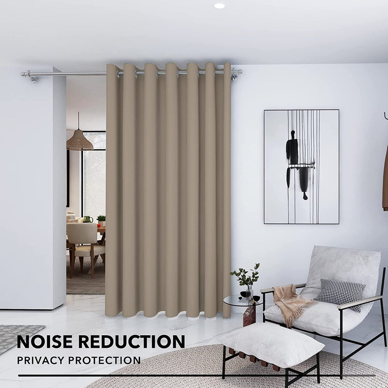 Deconovo Room Divider Curtains for Office (10Ft Wide X 8Ft Tall, 1 Panel, Khaki) Blackout Curtains for Sliding Door, Thermal Window Drapes, Grommet Curtain Panles for Bedroom, Living Room, Loft Home & Garden > Decor > Window Treatments > Curtains & Drapes Deconovo   
