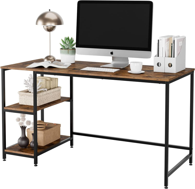 Industrial Computer Desk 47", Office Desk with 2 Storage Shelves and Adjustable Leg Pad, Studying Writing Table for Home Office,Rustic Brown Home & Garden > Household Supplies > Storage & Organization Generic 55in  
