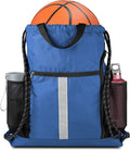 Drawstring Backpack Sports Gym Bag with Shoe Compartment and Two Water Bottle Holder Home & Garden > Household Supplies > Storage & Organization BeeGreenbags Royal Blue 16" x 19.5" 
