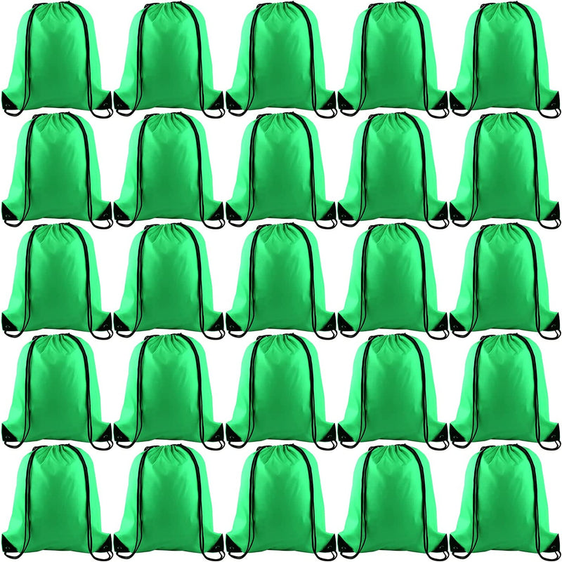 KUUQA 25Pcs Green Drawstring Backpack Bulk Drawstring Bags String Backpack Cinch Gym Backpack for Gym Sport Traveling Home & Garden > Household Supplies > Storage & Organization KUUQA Green  
