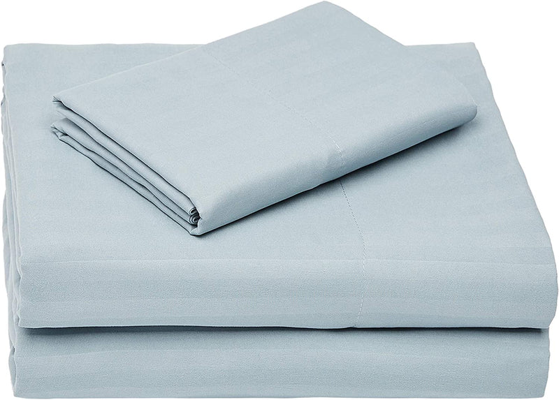 Deluxe Microfiber Striped Sheet Set, Bright White, Twin Home & Garden > Linens & Bedding > Bedding KOL DEALS Spa Blue 1-Pack Twin