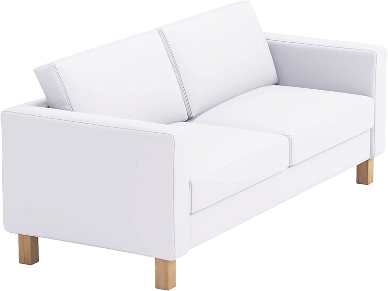 Sofa Cover Only! the Durable Fabric Karlstad Three Seat (Not Loveseat !) Sofa Cover (Width: 205CM) Replacement Compatible for Ikea Karlstad 3 Seater Slipcover (Flax Polyester Pure White)