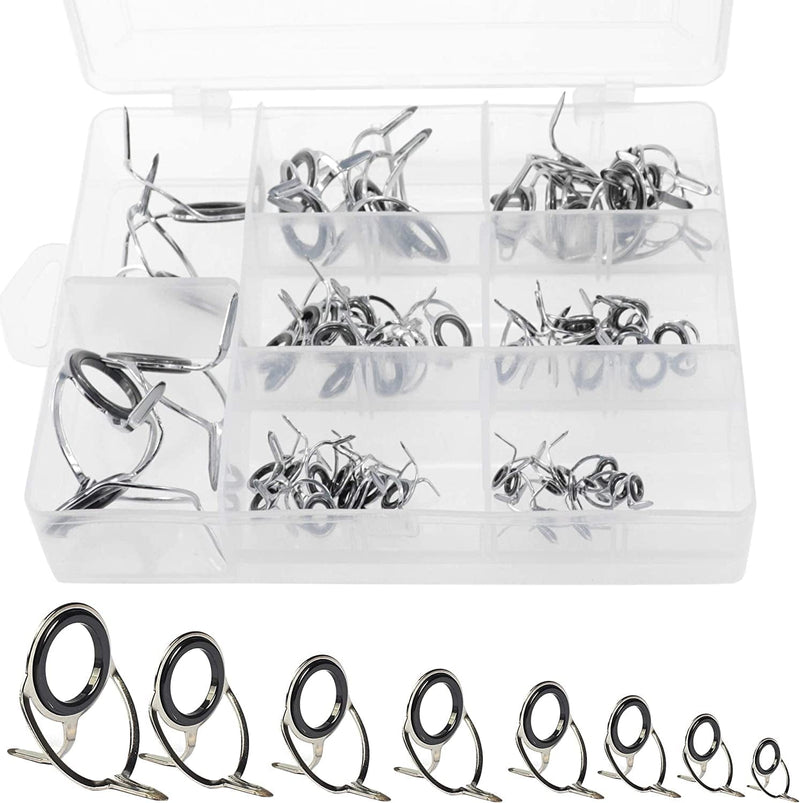 90Pcs 9 Sizes Fishing Rod Guide Tip Fishing Line Spinning Guide Eyes Rings Tip Top Fishing Rod Guides 60Pcs, Silver Integrated All Stainless Steel Bait Casting Rod Guide Repair Kit Sporting Goods > Outdoor Recreation > Fishing > Fishing Rods iztor 60Pcs  