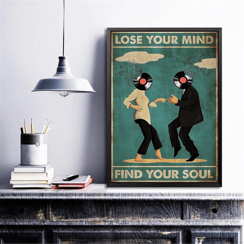 90S Pulp Fiction Movie Wall Art Poster,Lose Your Mind Find Your Soul Poster Dj Disk Head Vintage Retro Inspirational Canvas Art Print Posters for Cafes Bar Beer Club Wall Bedroom Home Decor(Unframe,16X20 Inches) Home & Garden > Decor > Artwork > Posters, Prints, & Visual Artwork KIHOARL   