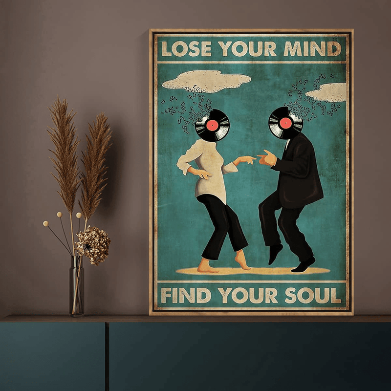 90S Pulp Fiction Movie Wall Art Poster,Lose Your Mind Find Your Soul Poster Dj Disk Head Vintage Retro Inspirational Canvas Art Print Posters for Cafes Bar Beer Club Wall Bedroom Home Decor(Unframe,16X20 Inches) Home & Garden > Decor > Artwork > Posters, Prints, & Visual Artwork KIHOARL   