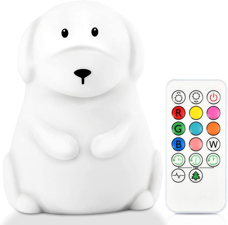 Yuede LED Night Lights for Kids, Cute Animal Silicone USB Rechargeable Night Light - 9 Colors Changing with Touch Sensor and Remote Control for Baby/Kids/Adult Gifts (Train) Home & Garden > Lighting > Night Lights & Ambient Lighting Yuede Dog  