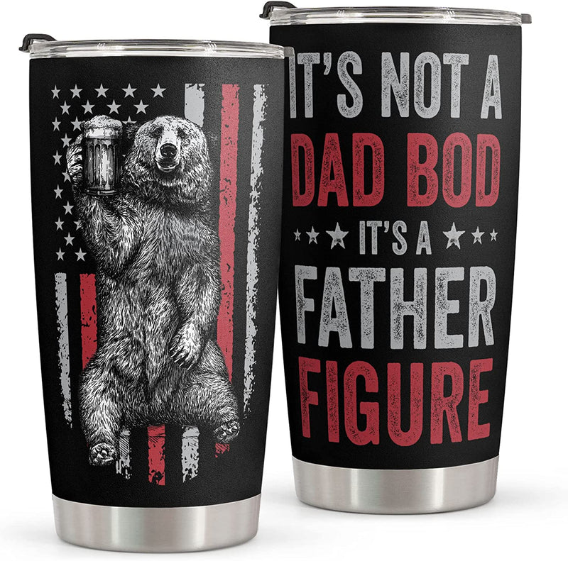 Macorner Gifts for Men - Birthday Gifts for Dad & Fathers Day Gift from Daughter Son - Stainless Steel American Flag Tumbler Cup 20Oz for Men - Christmas Gifts for Men Dad Papa Grandpa Uncle Stepdad Home & Garden > Kitchen & Dining > Tableware > Drinkware Macorner A1 - Dad Bod  