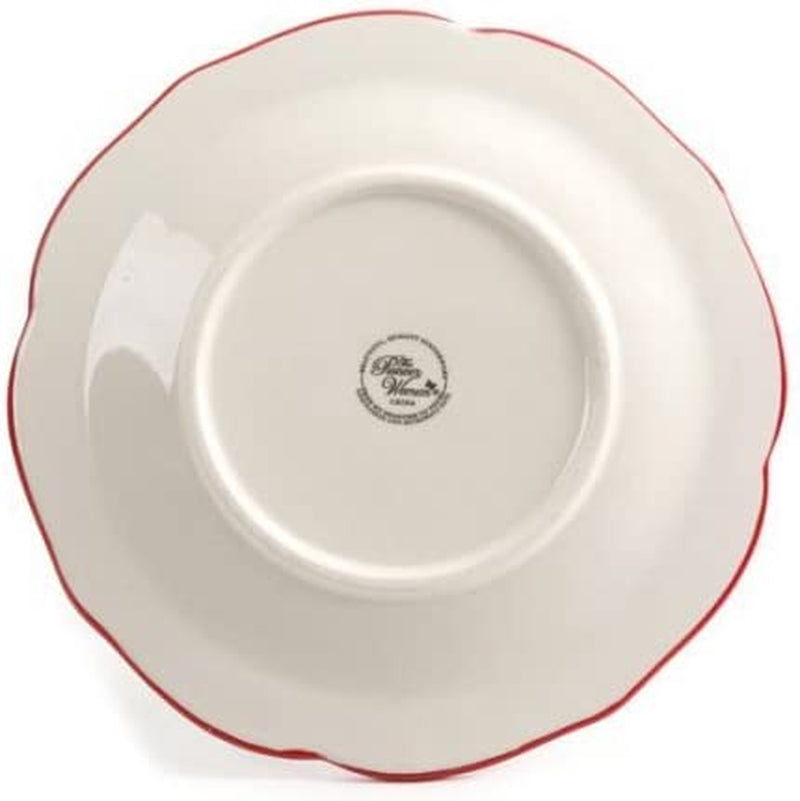 Happiness Rim Scalloped 12-Piece Dinnerware Set, Red, the Pioneer Woman