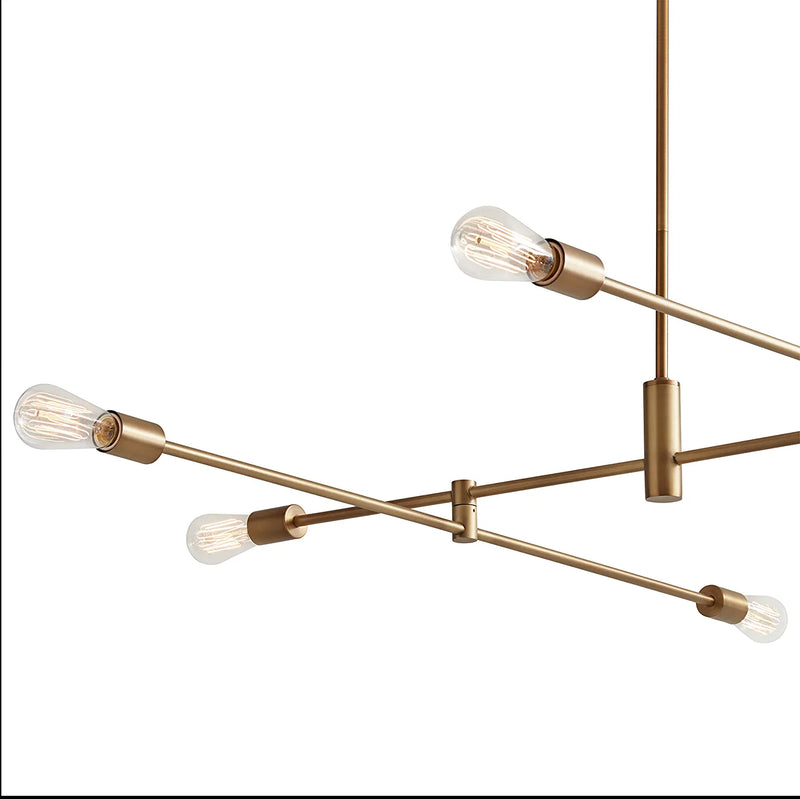 Brand – Rivet Mid-Century Modern Metal Rod Ceiling Pendant Light Chandelier - 48.9" X 42.6" X 43. 1", Brass Home & Garden > Lighting > Lighting Fixtures Rivet   