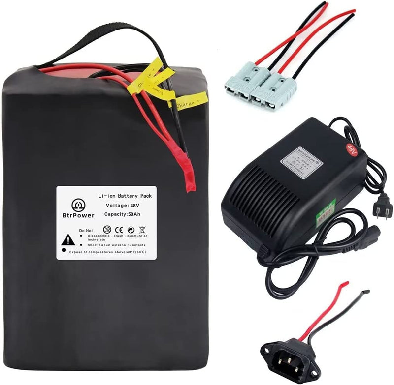 Btrpower Ebike Battery 48V 10AH 18AH 20AH 30AH 50AH Lithium Ion / Lifepo4 Battery Pack with 5A Charger,50A BMS for 300W-3000W Motor Sporting Goods > Outdoor Recreation > Cycling > Bicycles BtrPower 48V 50AH Li-ion  
