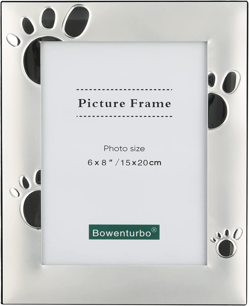 Metal Picture Frame Dog Paw Print Pet Photo Picture Frame Silver Picture Baby Frame(5X7")