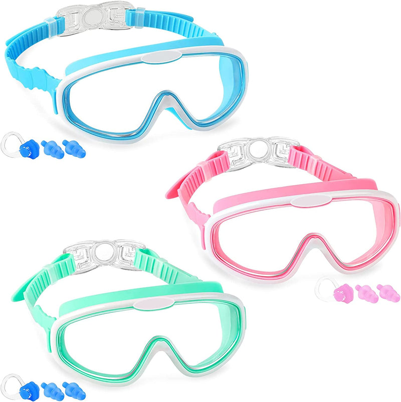 COOLOO Kids Swim Goggles 3 Packs, Swimming Goggles for Kids Girls Boys Age 3-15, Child Swim Goggles No Leaking, anti Fog Sporting Goods > Outdoor Recreation > Boating & Water Sports > Swimming > Swim Goggles & Masks COOLOO Water Blue-mint Green-pink  