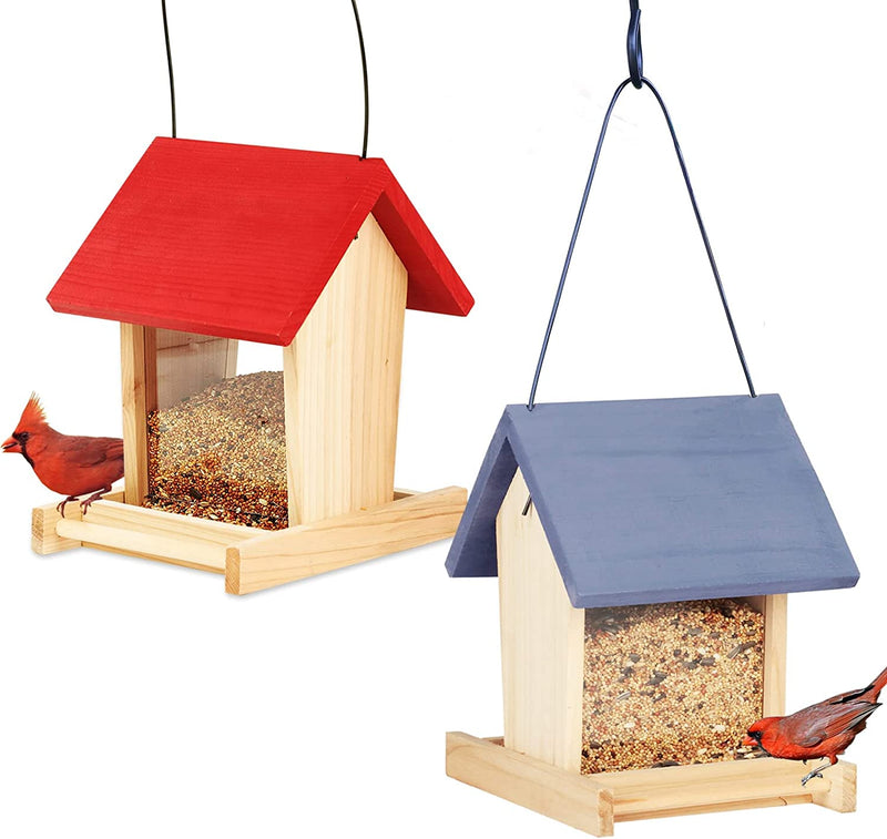 Cedar Alpha 2 Pack Cedar Ranch Feeder,Wild Bird Feeder for Hanging ,Bird Seed for outside Feeders,With Viewing Window, Perfect for Outdoor Garden, Weather Proof ( Red+Gray) Animals & Pet Supplies > Pet Supplies > Bird Supplies > Bird Cage Accessories > Bird Cage Food & Water Dishes CEDAR ALPHA   