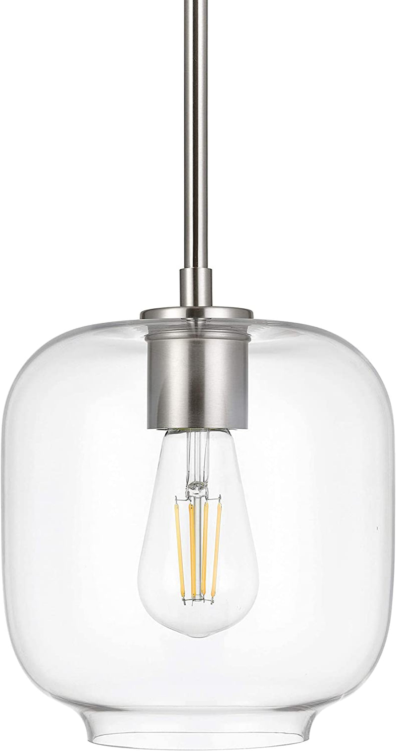 Linea Di Liara Macaria Modern Glass Farmhouse Pendant Lighting for Kitchen Island and over Sink Lighting Fixtures Matte Black Pendant Light Hanging Ceiling Light Angled Clear Glass Shade, UL Listed Home & Garden > Lighting > Lighting Fixtures Linea di Liara Brushed Nickel Piarra 