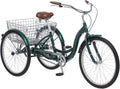 Schwinn Meridian Adult Tricycle Bike, Three Wheel Cruiser, 26-Inch Wheels, Low Step-Through Aluminum Frame, Adjustable Handlebars Sporting Goods > Outdoor Recreation > Cycling > Bicycles Pacific Cycle, Inc. Green 1-speed 26-Inch Wheels