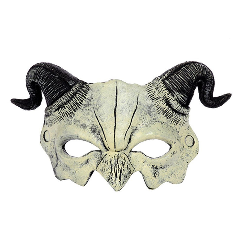 Men Women Leather Sheep-Horned Masks Unique Scary Half Face Ram Horn Devil Mask for Woman Girls Party Gifts Red Apparel & Accessories > Costumes & Accessories > Masks Brocade White  