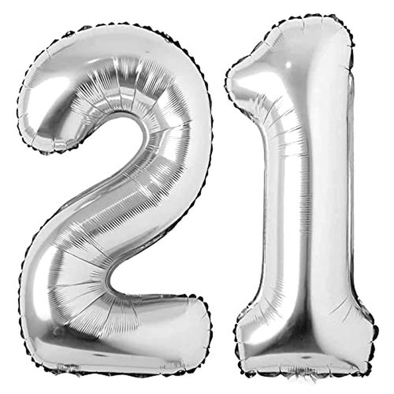 Silver 21 Number Balloons Big Giant Jumbo Large Number 21 Foil Mylar Balloons for Girl Women Men 21St Birthday Party Supplies 21 Anniversary Events Decorations-40 Inch Arts & Entertainment > Party & Celebration > Party Supplies COLORFUL ELVES   