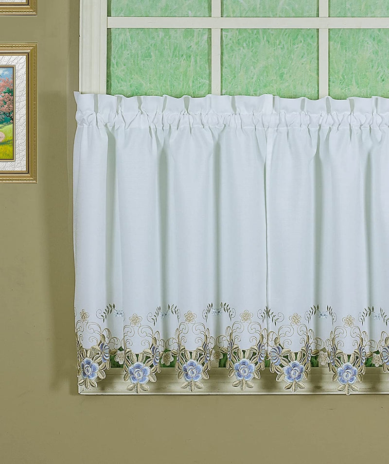 Today'S Curtain Verona Reverse Embroidery Tie-Up Shade, 63", Ecru/Rose Home & Garden > Decor > Window Treatments > Curtains & Drapes Today's Curtain White/Blue Tier 60"W X 30"L 