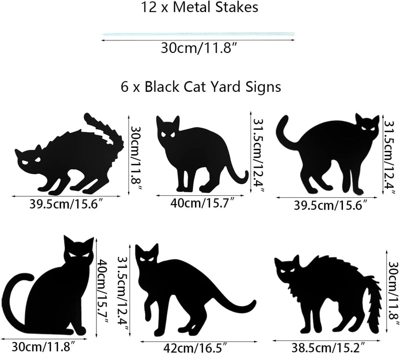 Anditoy 6 Pack Halloween Black Cat Yard Signs with Stakes Scary Silhouette Halloween Decorations for Outdoor Yard Lawn Garden Halloween Decor  Anditoy   