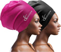 Extra Large Swim Cap for Braids and Dreadlocks Women Men Silicone Swimming Cap for Long Thick Curly Weaves Afro Hair Extensions Sporting Goods > Outdoor Recreation > Boating & Water Sports > Swimming > Swim Caps Geltvilra Black, Fuchsia  