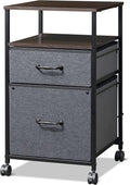 DEVAISE 2 Drawer Mobile File Cabinet, Rolling Printer Stand with Open Storage Shelf, Fabric Vertical Filing Cabinet Fits A4 or Letter Size for Home Office, Dark Grey Home & Garden > Household Supplies > Storage & Organization DEVAISE Dark grey  