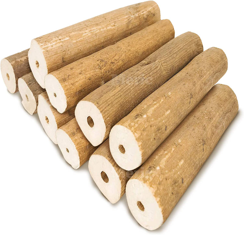 Meric Sola Sticks with Skin, round Wood Ideal for Chewing, Foraging and Foot Toy for Parrots, Grooms Beak and Nails, Keeps Birds in Good Behavior and Physically Fit, 10 Pcs per Pack
