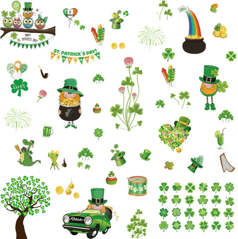 91PCS St Patrick'S Day Window Clings Decals Decorations, 7 Sheets Lucky Shamrock Clover Window Stickers for St Patrick'S Day Decorations, Glass Windows, Party, Irish Party Ornaments Supplies Arts & Entertainment > Party & Celebration > Party Supplies SDKI St Patrick's Day  