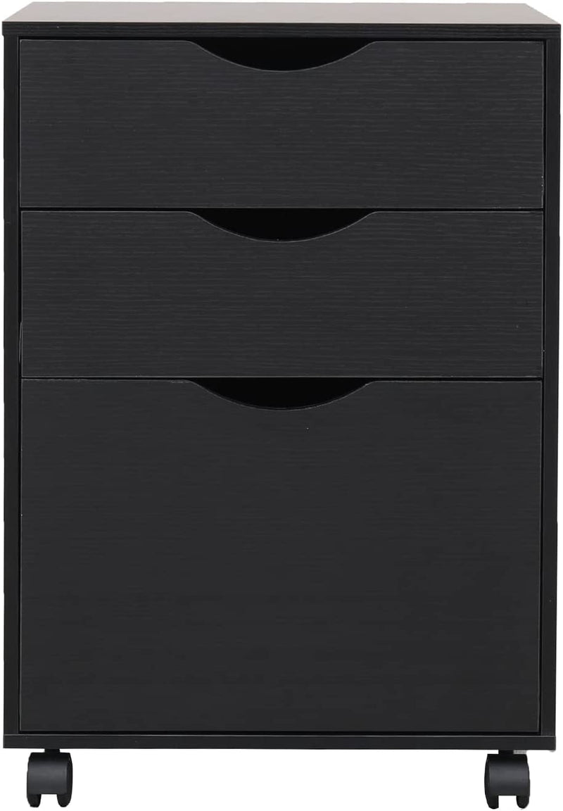QDSSDECO 3 Drawer File Cabinet, Mobile Vertical Filing Cabinet Fits A4, Legal Paper and Letter Paper for Home Office, White Home & Garden > Household Supplies > Storage & Organization QDSSDECO Black  