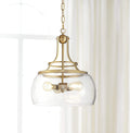 Charleston Painted Bronze Iron Pendant Chandelier 16" Wide Rustic Farmhouse Clear Glass Shade LED 3-Light Dining Room House Foyer Entryway Kitchen Bedroom Living Room Ceilings - Franklin Iron Works Home & Garden > Lighting > Lighting Fixtures > Chandeliers Franklin Iron Works Gold  