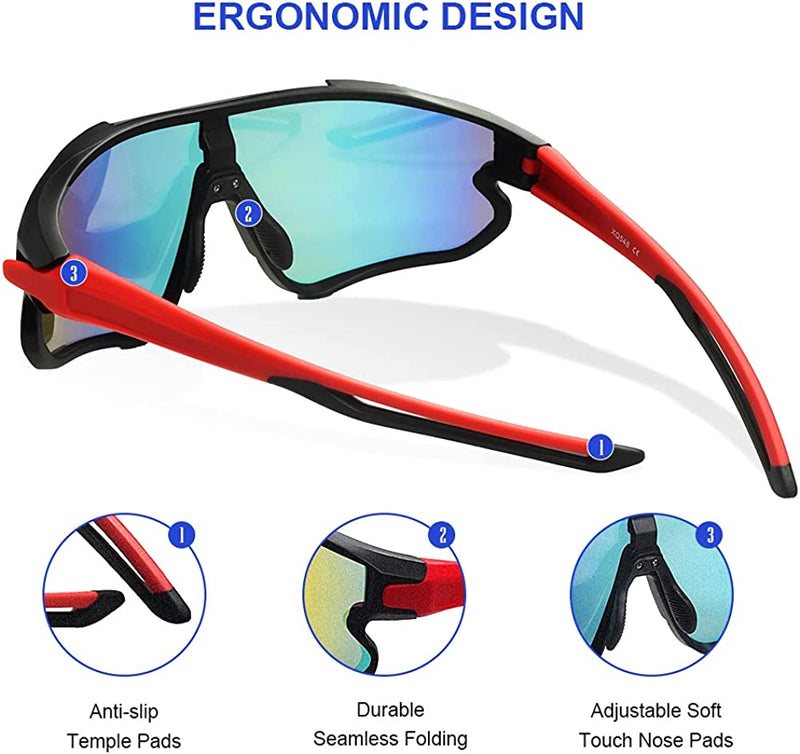 Jacquees Polarized Sports Cycling Sunglasses for Women Men 3 Lenses Free Scarf Sporting Goods > Outdoor Recreation > Cycling > Cycling Apparel & Accessories Jacquees   