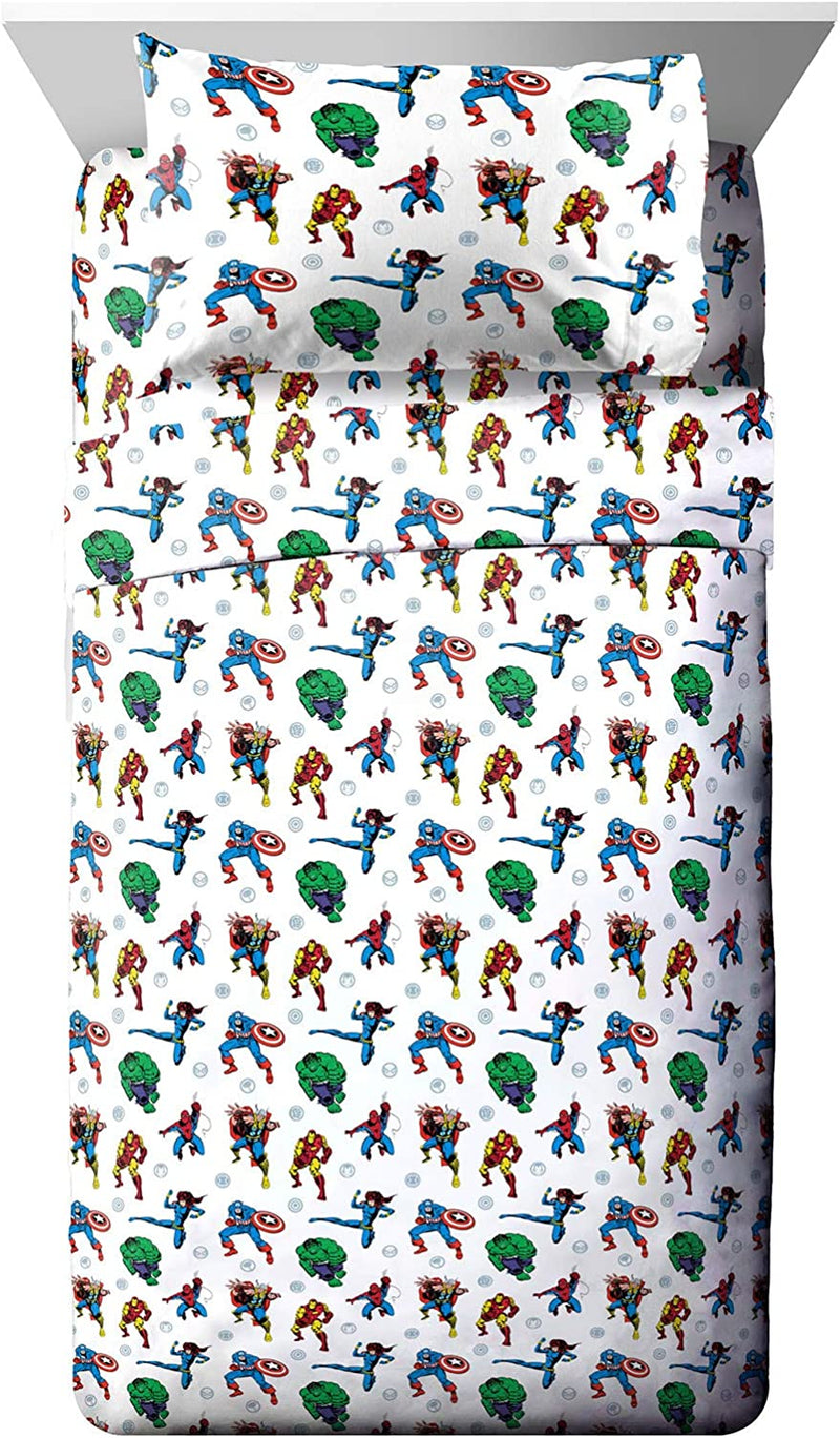 Jay Franco Marvel Avengers Fighting Team Full Sheet Set - 4 Piece Set Super Soft and Cozy Kid'S Bedding - Fade Resistant Microfiber Sheets (Official Marvel Product) Home & Garden > Linens & Bedding > Bedding Jay Franco White - Avengers Full 