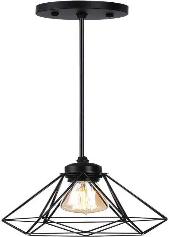 HESSION Retro Pendant Light, Industrial Metal Cage Mini Pendant Light Oil Rubbed Finish, Rustic Chandeliers Ceiling Light Fixture for Farmhouse Kitchen Island Dining Room Covered Patio