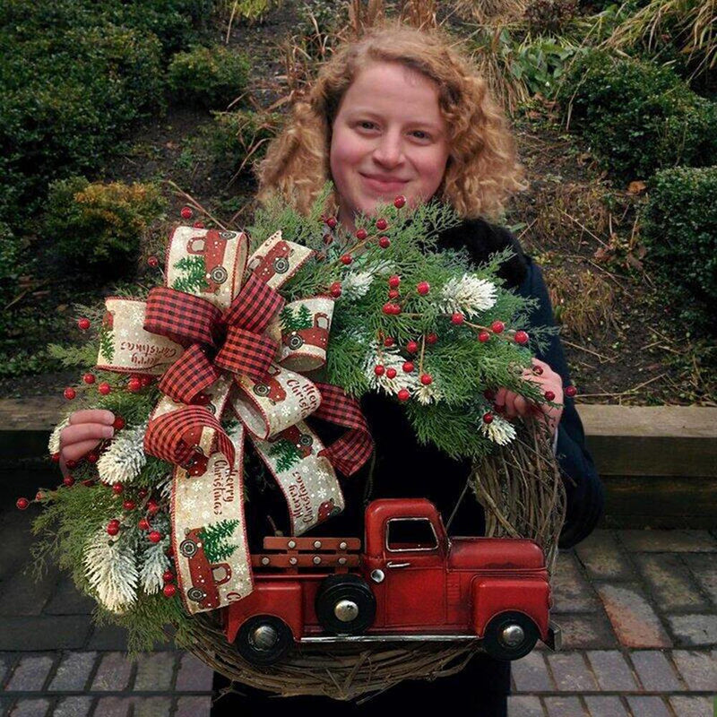 Red Truck Christmas Wreath for Front Door, Fall Eucalyptus Christmas Door Wreath Truck Autumn Wreath Decorations for Harvest Thanksgiving Home Window Wall Decoration 12 Inch Home & Garden > Decor > Seasonal & Holiday Decorations& Garden > Decor > Seasonal & Holiday Decorations FYCONE   