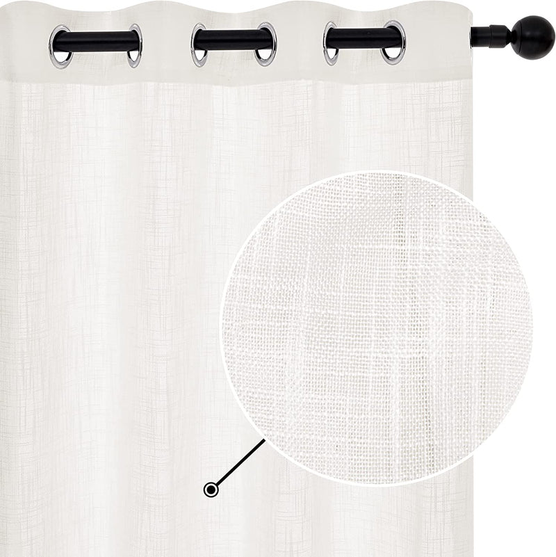 Deconovo Semi Sheer Curtains, Cream, 52X108 Inch, Faux Linen Solid Voile Grommet Curtains for Bedroom Living Room, 2 Panels Home & Garden > Decor > Window Treatments > Curtains & Drapes Deconovo Cream 52x108 Inch 