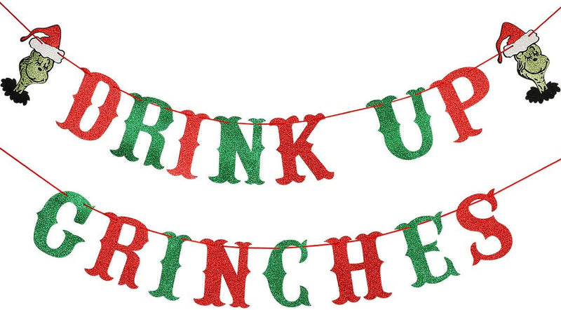 LONGRV 1Pcs Paper Drink up Grinches Banner,Christmas Party Supplies, Grinch Christmas Decorations, the Grinch Christmas Decorations, Grinch Backdrop, Grinch Decorations for Nice Party Home & Garden > Decor > Seasonal & Holiday Decorations& Garden > Decor > Seasonal & Holiday Decorations LONGRV INC   