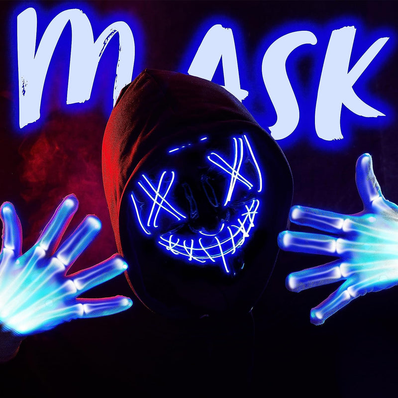 JOYIN Halloween Led Mask Light up Scary Mask and Gloves for Halloween Cosplay Costume and Party Supplies  Joyin Inc.   