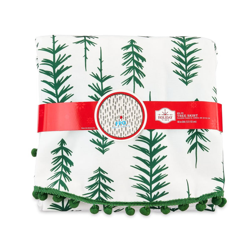 Holiday Time Simple Season Tree Skirt with Pom Trim, 48 Inch Diameter Home & Garden > Decor > Seasonal & Holiday Decorations > Christmas Tree Skirts HOLIDAY TIME   